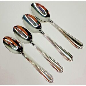 Hampton Silversmiths Glossy HSVI33 Stainless Flatware 4 serving Spoons 8"